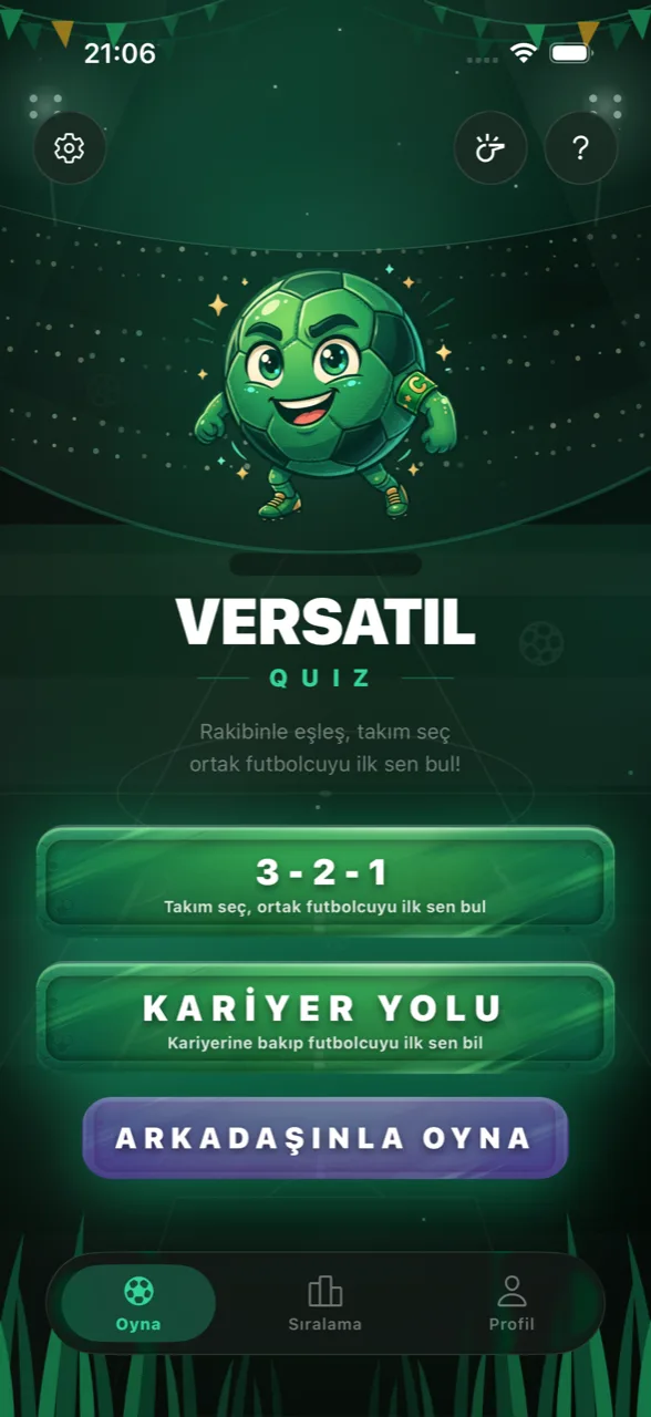 Versatil Quiz ekran görüntüsü: Ana Ekran